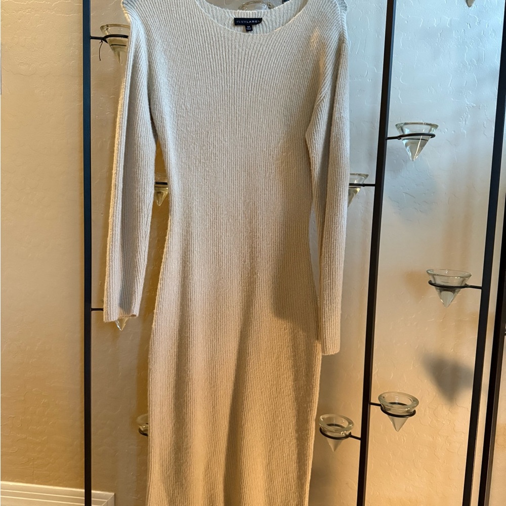 JLUXLABEL Women’s Cream Long Sleeve Knit Dress